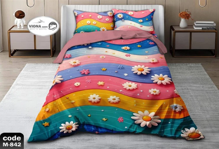 رو تختی یک نفره دخترانه 4 تکه میکرو فایبر مخمل برند ویونا آکرین کد 842