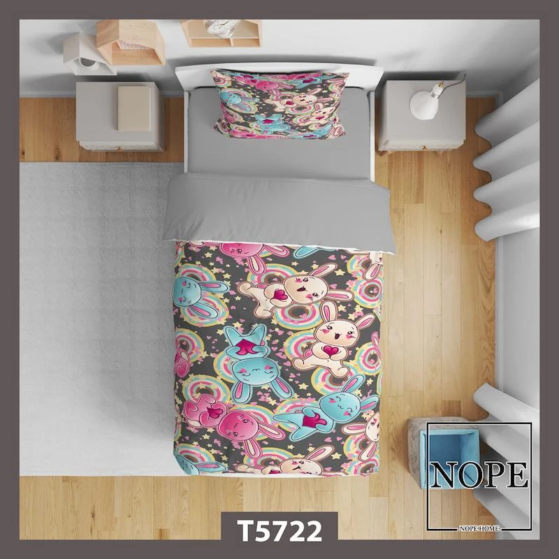 روتختی کودک طرح خرگوش رنگین کمانی مدل T5722