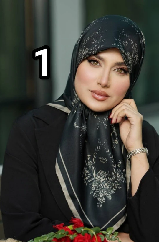 روسری ابریشم توییل زنانه قواره 100 دور دست دوز
