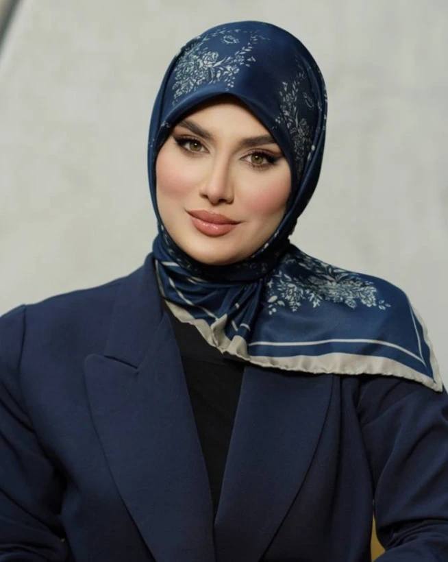 روسری ابریشم توییل زنانه قواره 100 دور دست دوز