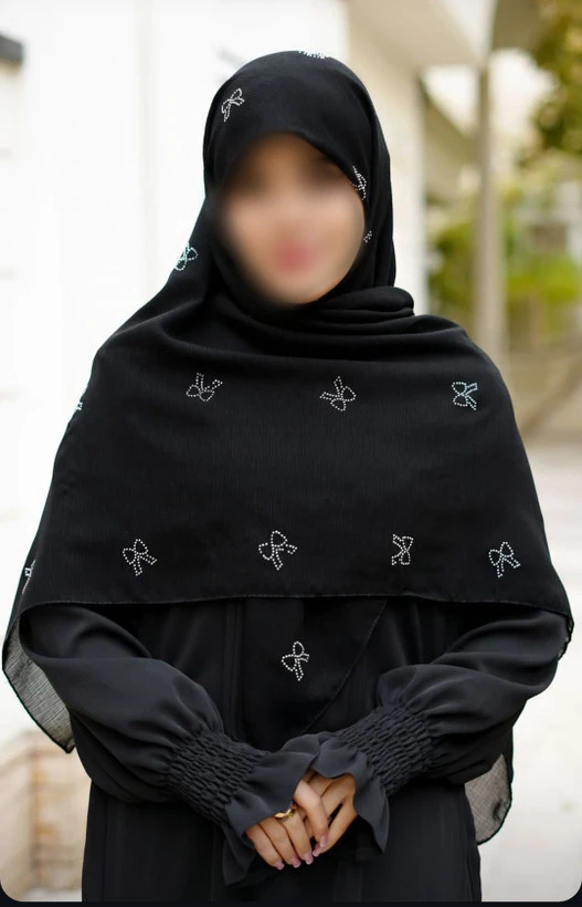 روسری زنانه درختی فوق العاده مشکی نگین پاپیون قواره ۱۴۰