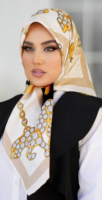 روسری زنانه مجلسی ابریشم توییل قواره 100