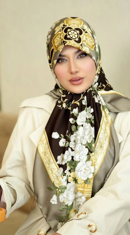 روسری زنانه مجلسی ابریشم توییل قواره 140