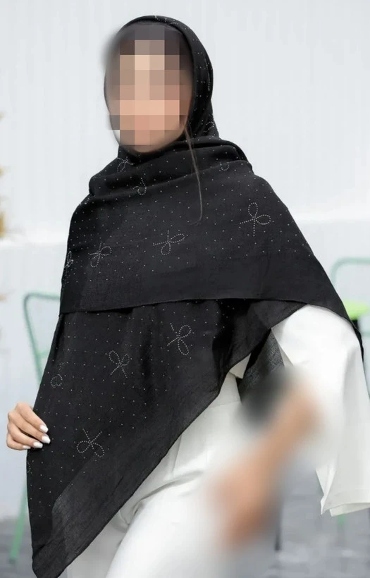 روسری زنانه نخی وال اسلپ نگین دار