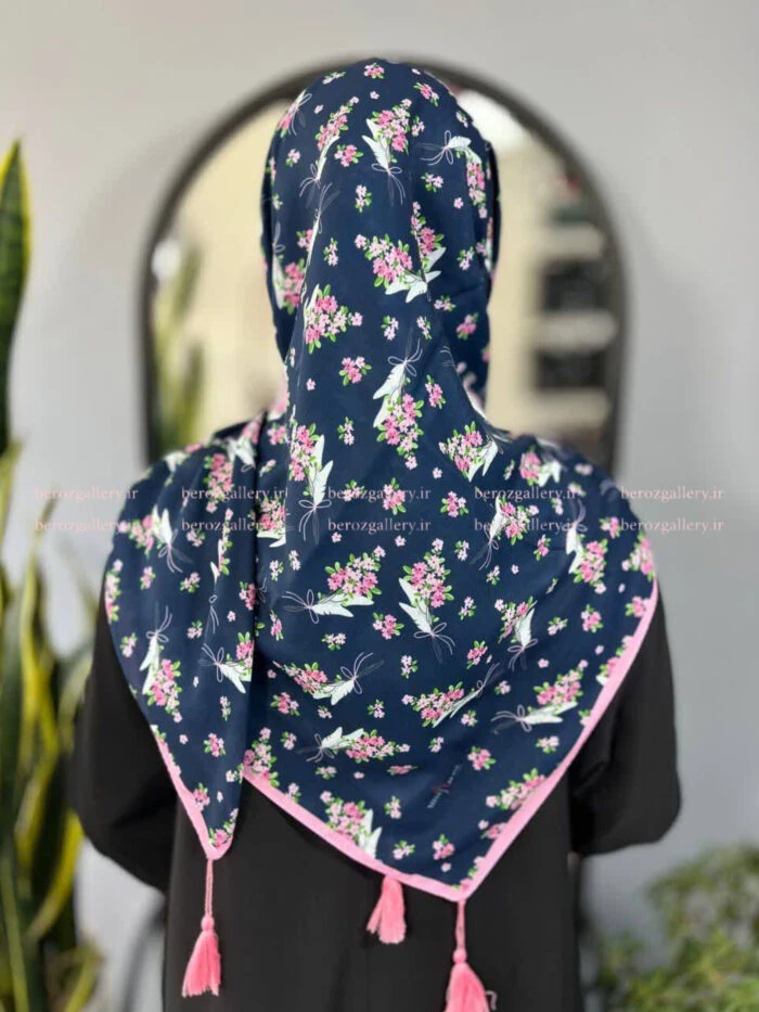 روسری سوپر نخ گلدار قواره ۱۰۰ روسری دخترانه قواره کوچک