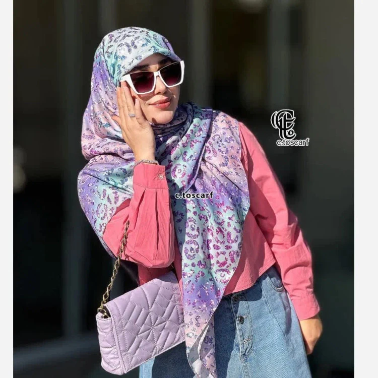 روسری طرح آنجل دخترانه شاد با قواره 110
