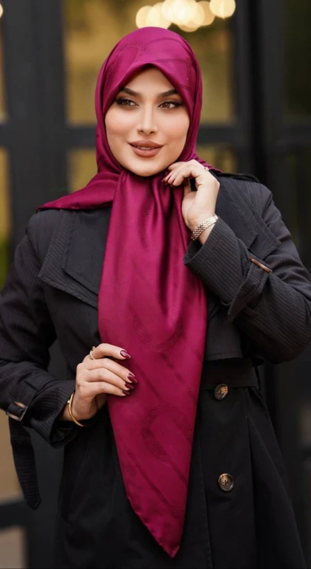 روسری مجلسی زنانه ابریشم ژاکارد قواره بزرگ