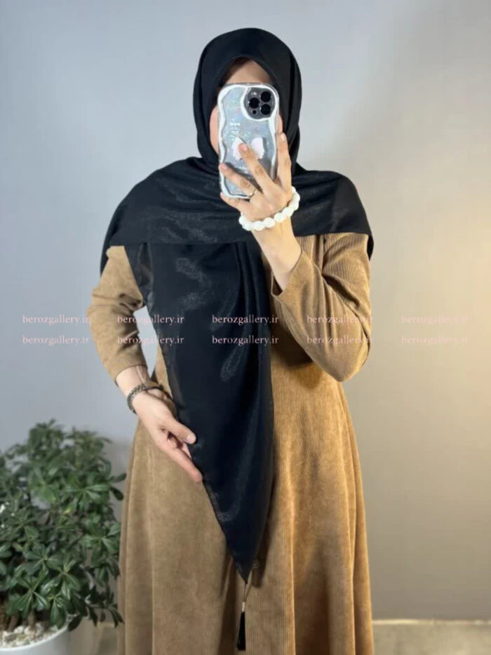 روسری مجلسی مشکی لمه ای قواره 135
