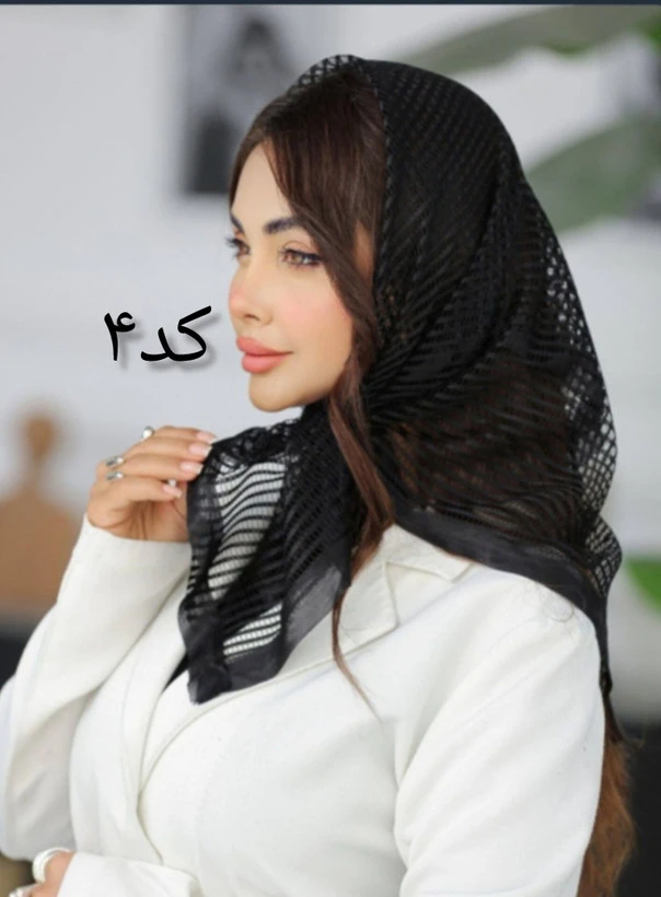 روسری مینی اسکارف گیپور ربان دوزی شده کد ۰۰۸