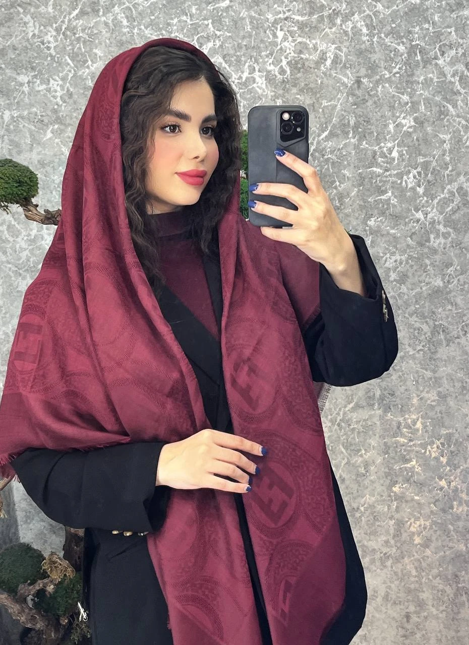 روسری ژاکارد نخ زرشکی