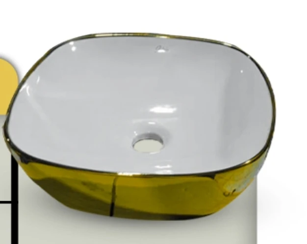 روشویی آسو مربع مات سفید طلا