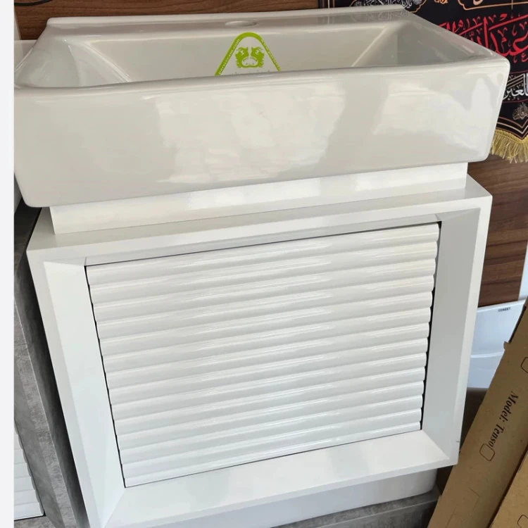 روشویی کابینتی pvc سفید سایز 45 در 31 با سنگ پارس سرام ( پس کرایه)