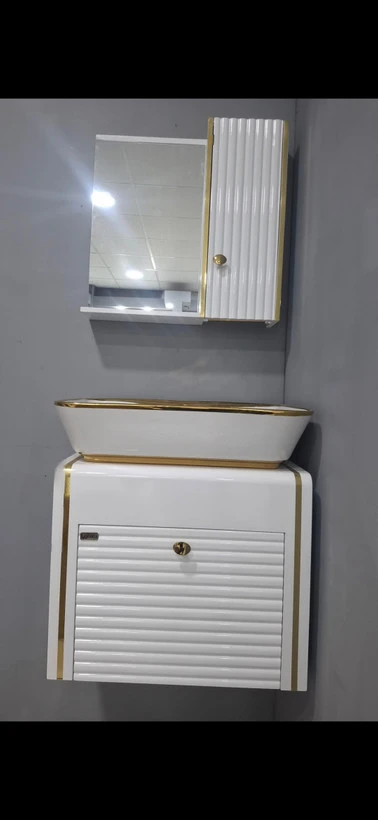 روشویی کابینتی بامبو ۵۰در۳۵ فول ست همراه با اینه و باکس و رویه کوتینگ