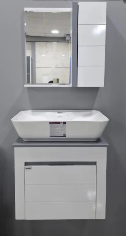 روشویی کابینتی سفید طوسی 50در35 فول ست