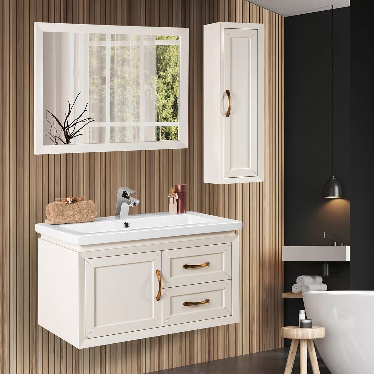 روشویی کابینتی لوتوس طرح مدرن مدل رویال ROYAL-800 ابعاد 47*82
