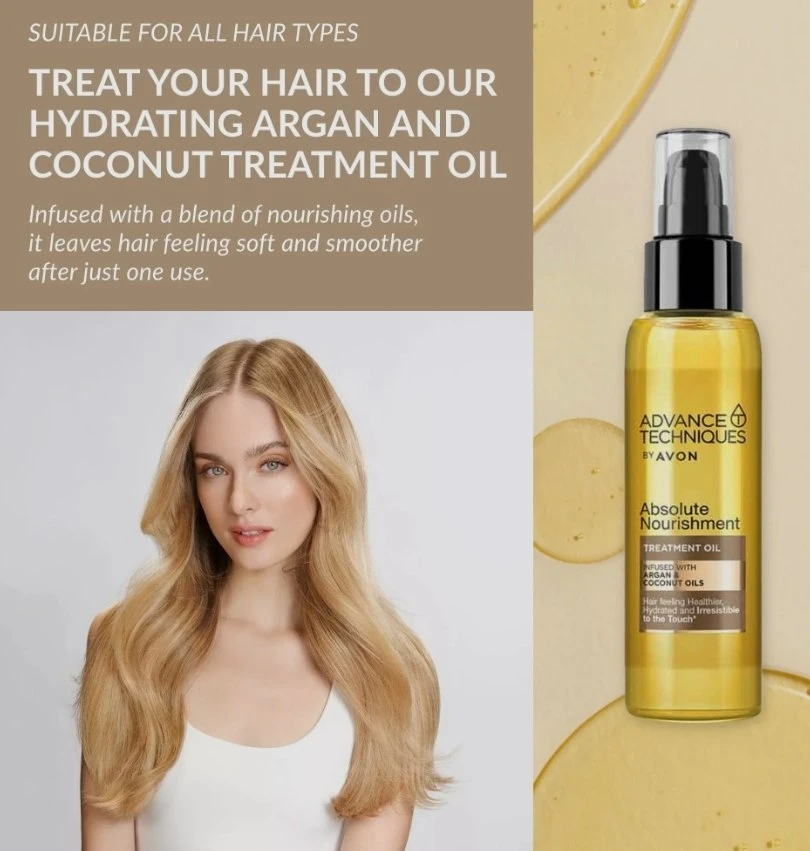 روغن آرگان و نارگیل Avon برای تریتمنت و تغذیه مو حجم 100 میلی لیتر اورجینال