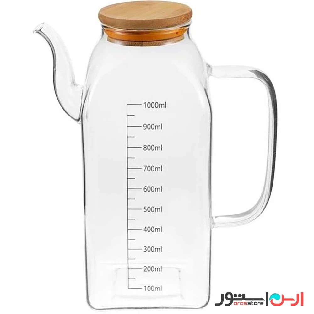 روغن ریز پیرکس مربعی شیشه ای در بامبو 1000 میل + درپوش ناظر