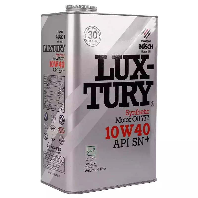 روغن موتور خودرو بنزینی بوش لاکچری 10w40 SN Plus حجم 4 لیتر