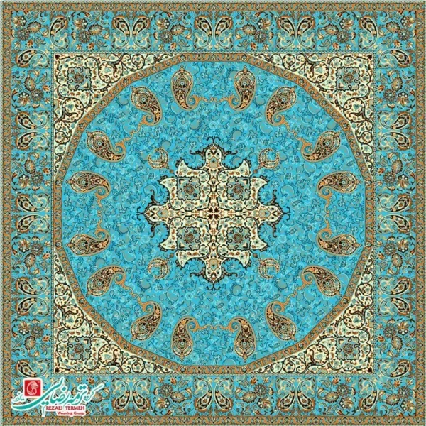 رومیزی ترمه مربع طرح فردوس