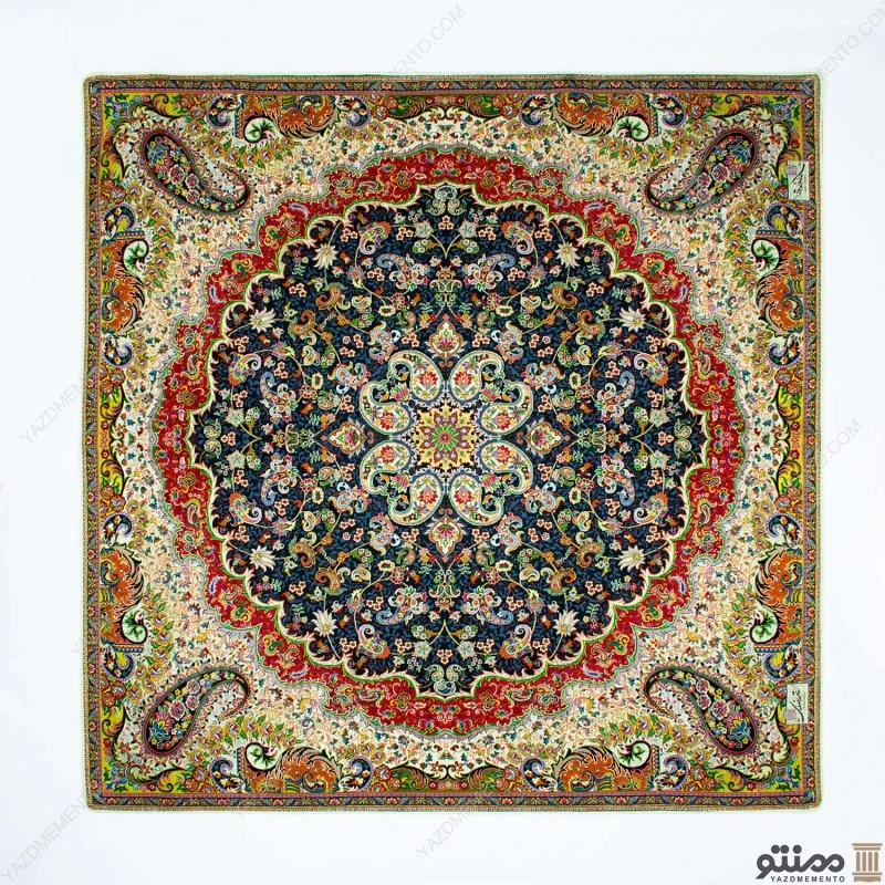 رومیزی ترمه مربع طرح مارال رنگ مشکی