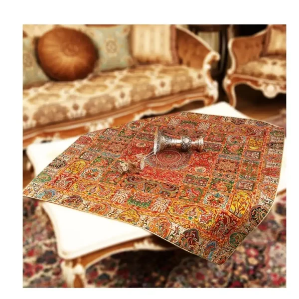 رومیزی مربع ترمه طرح وصال کد 844