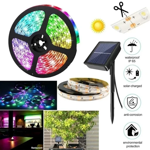ریسه 5 متریRGB سولار/ خورشیدی ضد اب برای باغ مهمانی و…