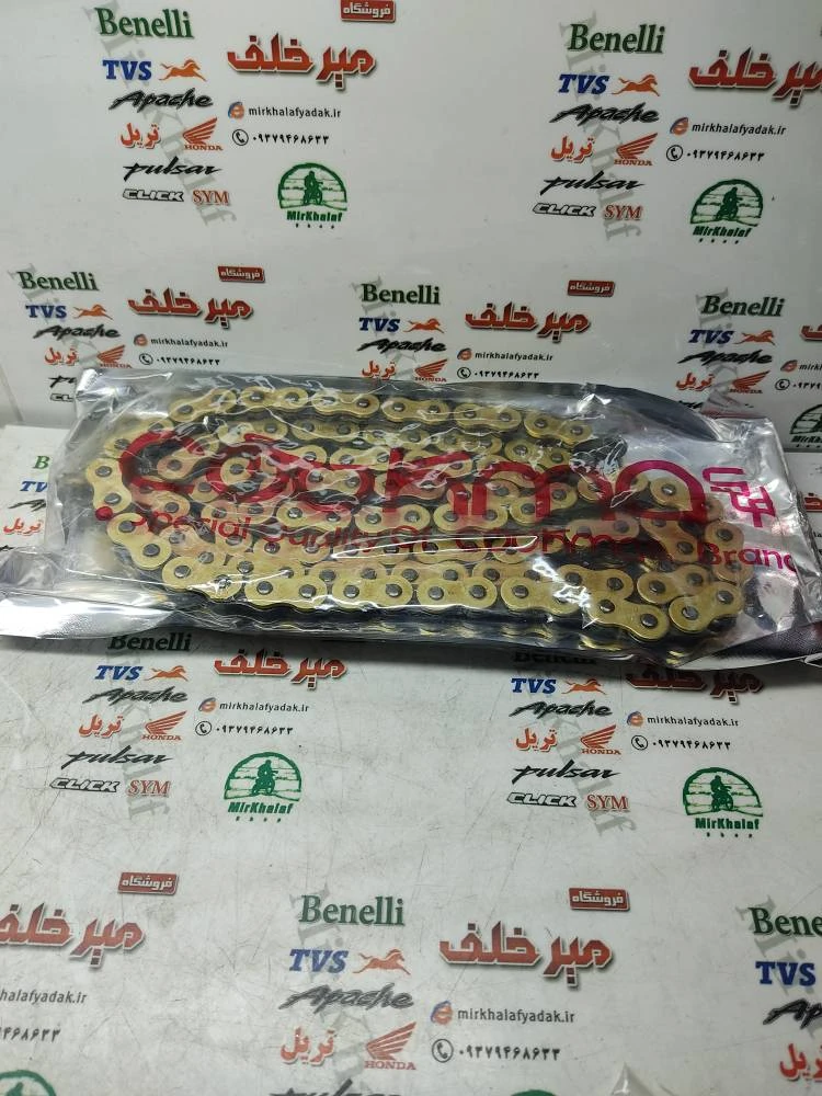 زنجیر 108 دانه 520 طلایی فولادی اورنگ دار کوکما