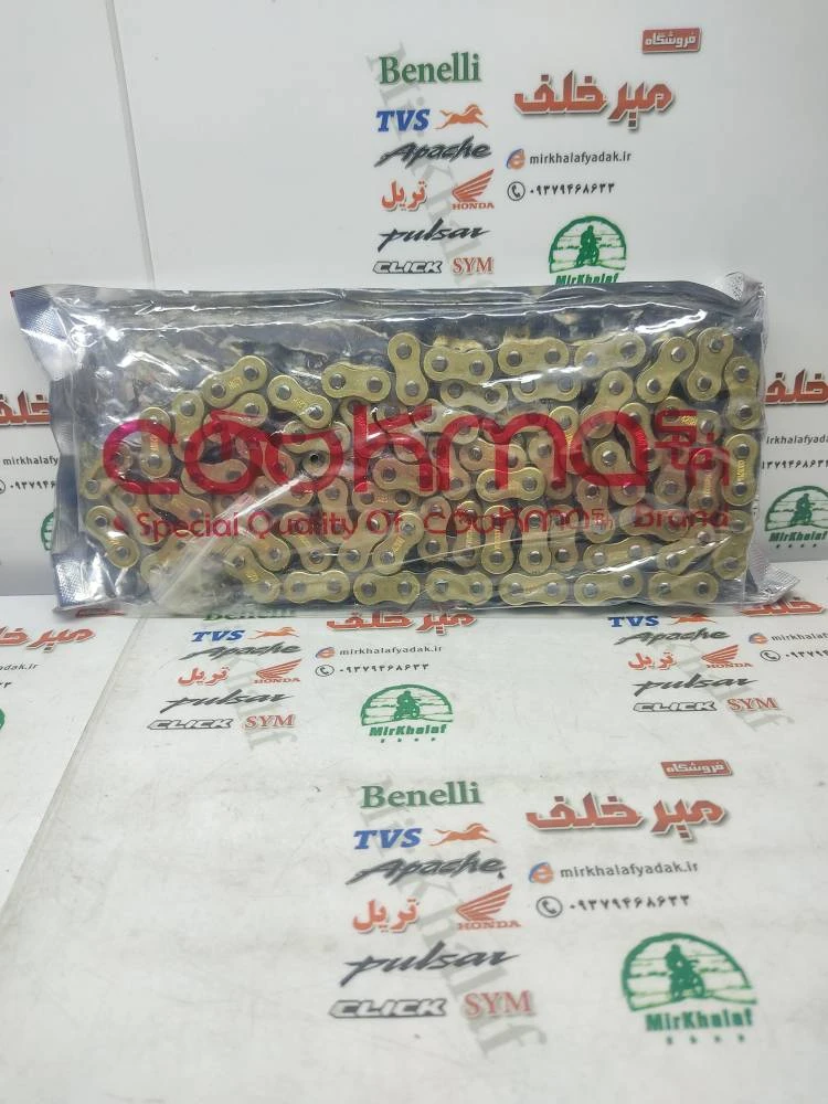 زنجیر 136 دانه 428 کوکما طلایی فولادی