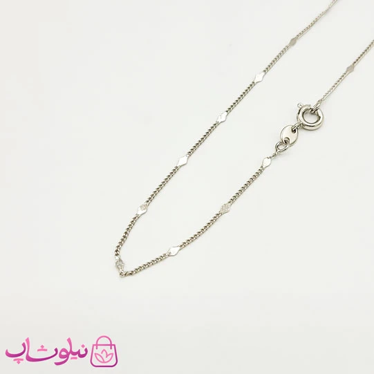 زنجیر زنانه ژوپینگ رنگ نقره ای 45 سانت کد 2391