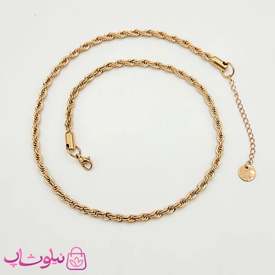 زنجیر طنابی رزگلد استیل 60 سانت 4 میل کد 1390