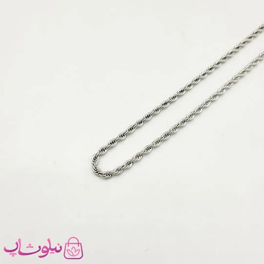 زنجیر طنابی زنانه سیلور استیل نازک 45 سانت کد 1791