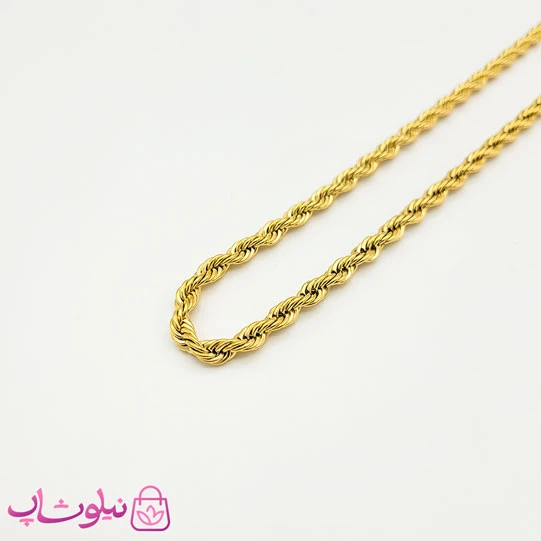 زنجیر طنابی مردانه گلد استیل ضخیم 60 سانت کد 2691