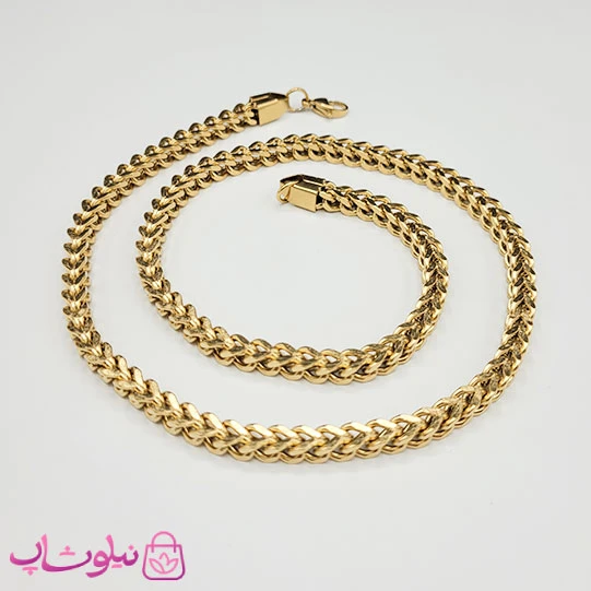 زنجیر مردانه فرانکو (میرو) طلایی استیل 60 سانت عرض 6 میل کد 5591