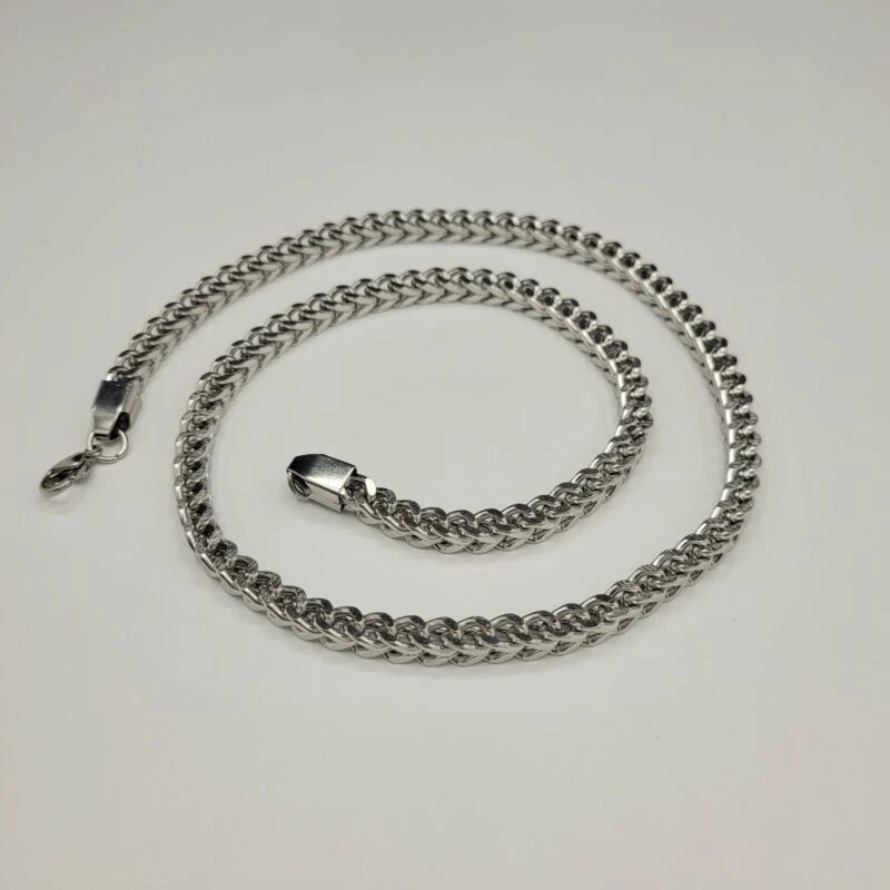 زنجیر مردانه فرانکو (میرو) نقره ای استیل 60 سانت عرض 6 میل کد 5591