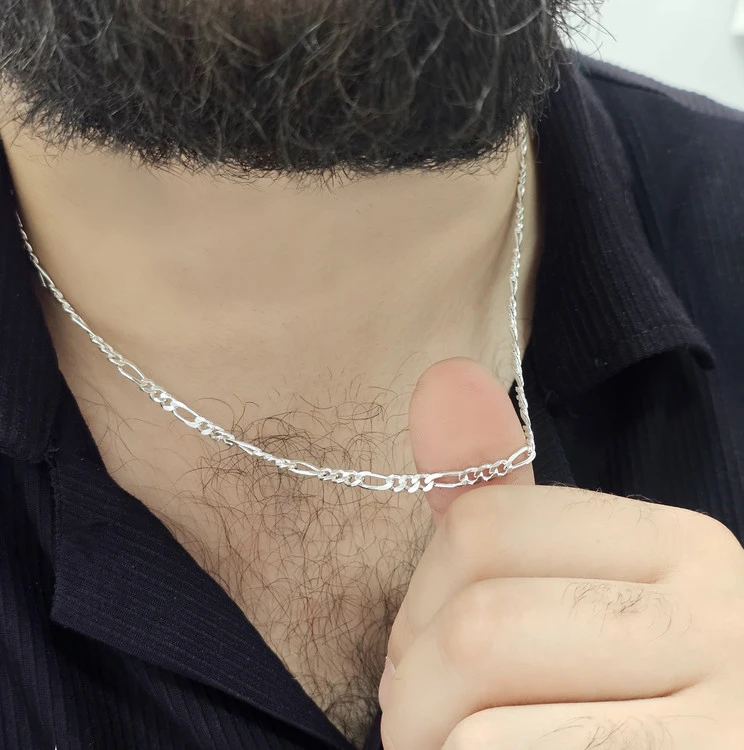 زنجیر نقره مردانه طرح فیگارو کدZ1M3