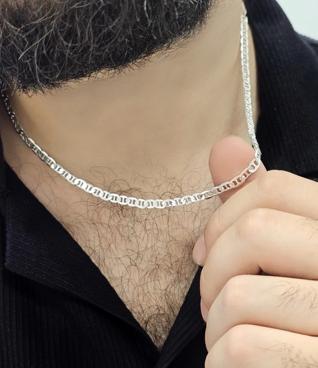زنجیر نقره مردانه طرح لنگری کدZ1M1