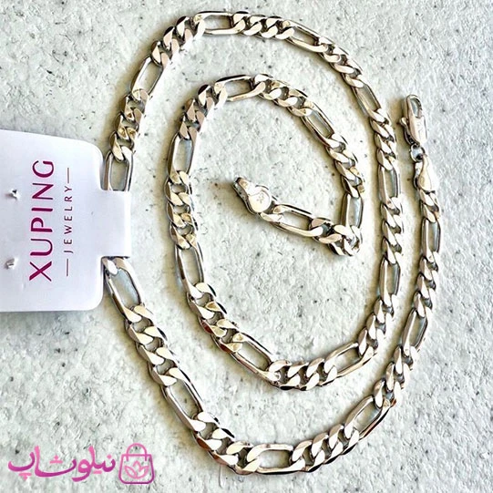 زنجیر ژوپینگ فیگارو نقره ای رنگ طول 50 سانت و عرض 6 میل کد 8991