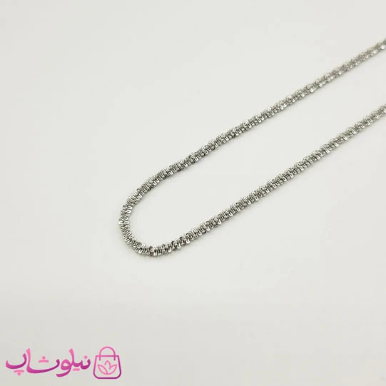 زنجیر گردنبند زنانه مدل خاویاری استیل نقره ای کد 1391