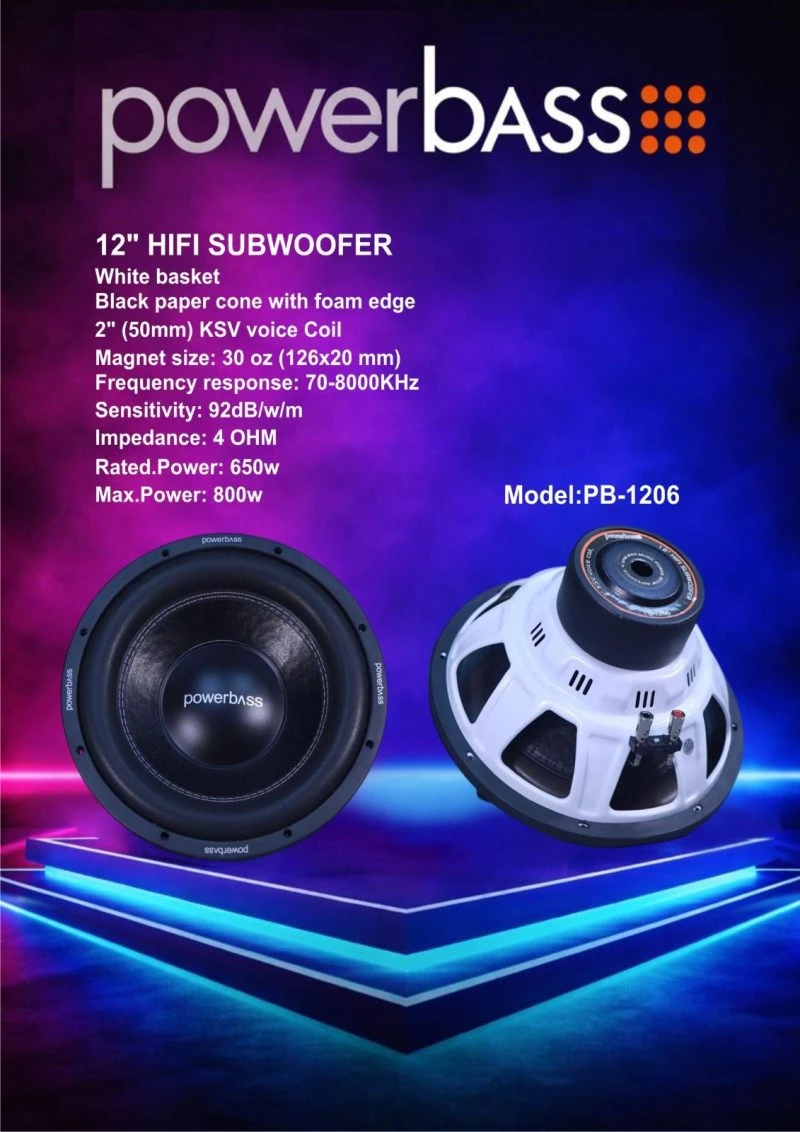 ساب ووفر 12 اینچ پاوربیس مدل PB-1206 مناسب خودرو