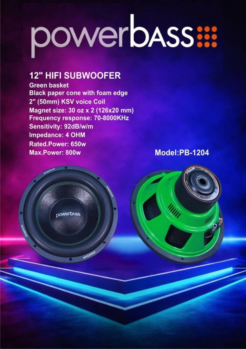 ساب ووفر خودرو پاوربیس مدل PB-1204 سایز 12 اینچ