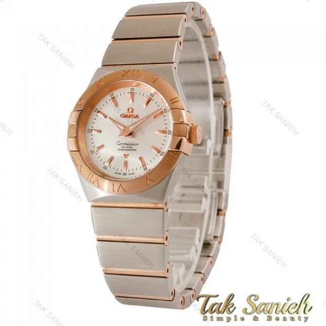 ساعت امگا کانسلیشن زنانه دورنگ رزگلد ایندکس خطی Omega-5162-L