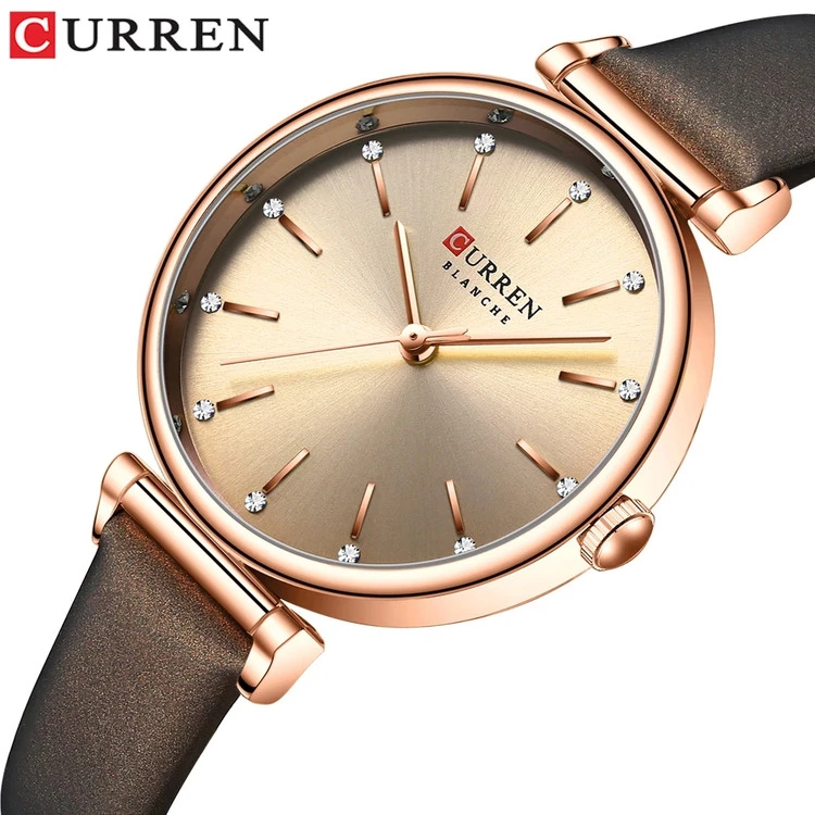 ساعت اورجینال زنانه بند چرمی کورن 9081L (کارن CURREN) قهوه ای
