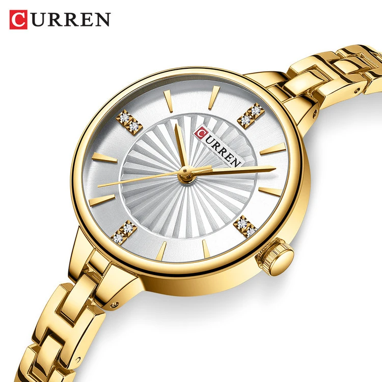 ساعت بند استیل زنانه کارن 9097 (کورن CURREN) طلایی-سفید