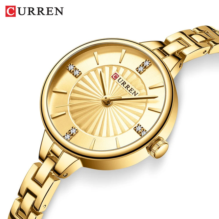 ساعت بند استیل زنانه کارن 9097 (کورن CURREN) طلایی