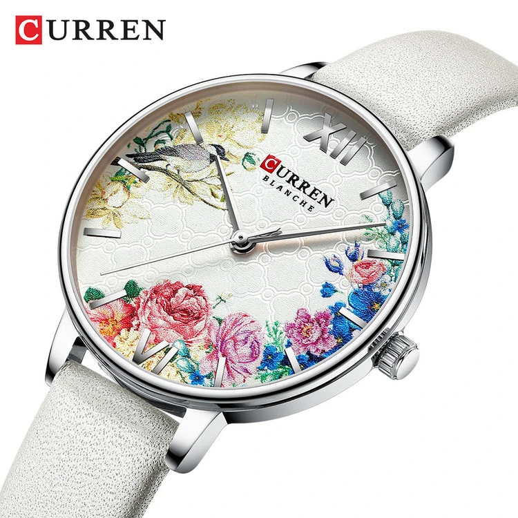 ساعت بند چرمی اسپرت زنانه لوکس کارن 9059L (کورن CURREN) سفید