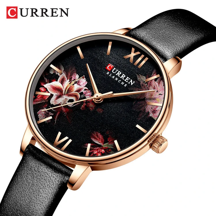 ساعت بند چرمی اسپرت زنانه لوکس کارن 9059L (کورن CURREN) مشکی