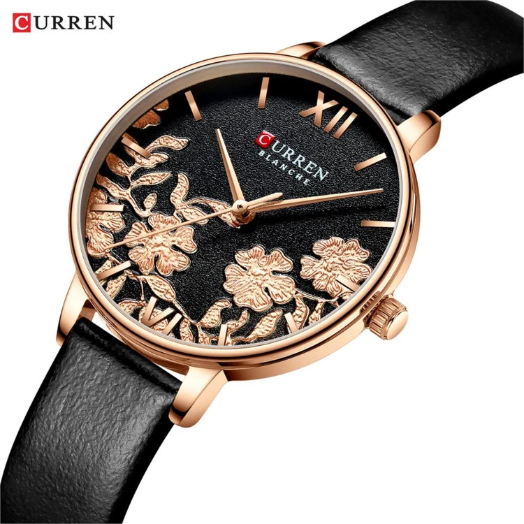 ساعت بند چرمی اسپرت زنانه کارن 9065L (کورن CURREN) مشکی