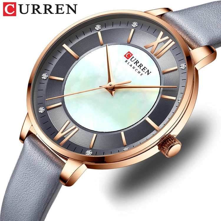 ساعت بند چرمی زنانه اورجینال کارن 9080 (کورن CURREN) یاسی