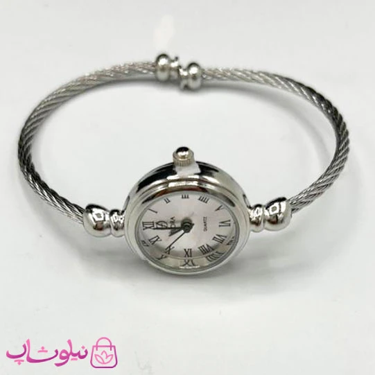 ساعت بنگلی کوارتز یونانی نقره ای صفحه سفید کد 189