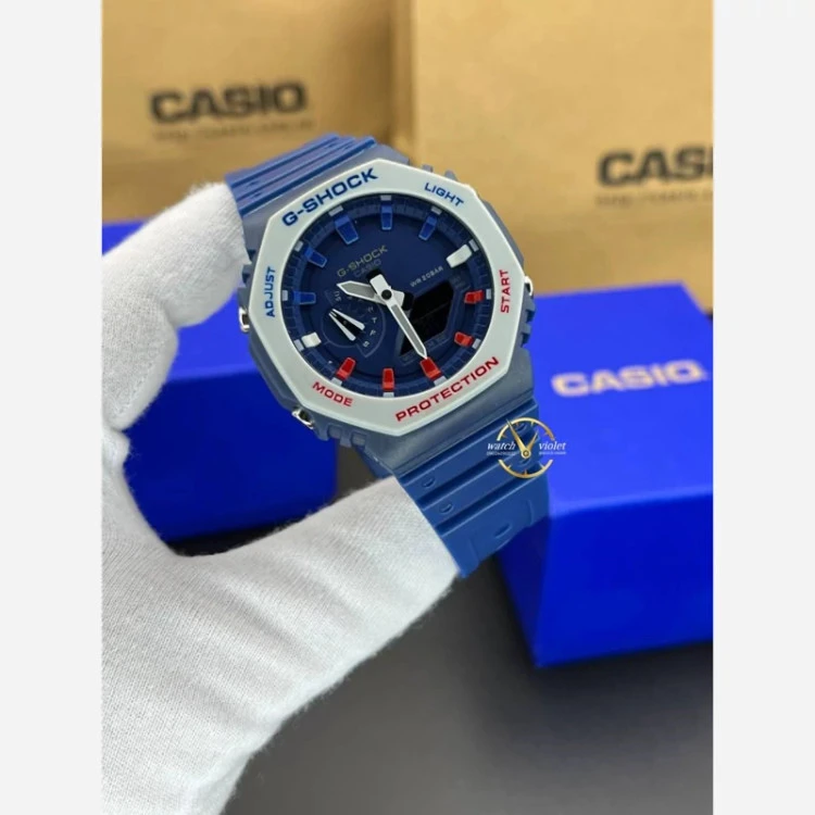 ساعت جیشاک کاسیو GA2100 صفحه آبی بند آبی